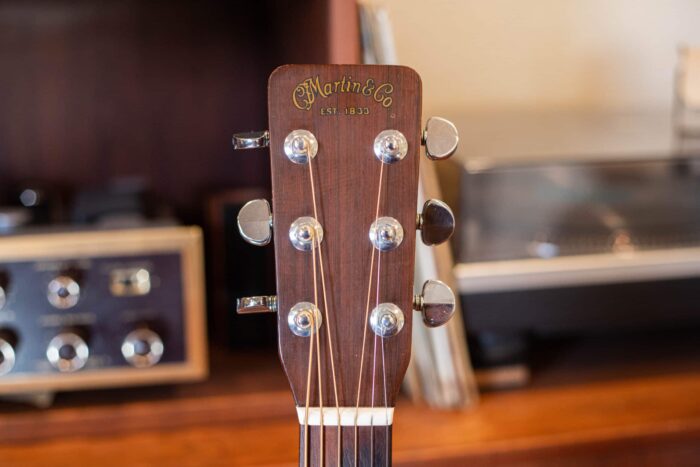 The front of the headstock on a 1967 Martin D-18.