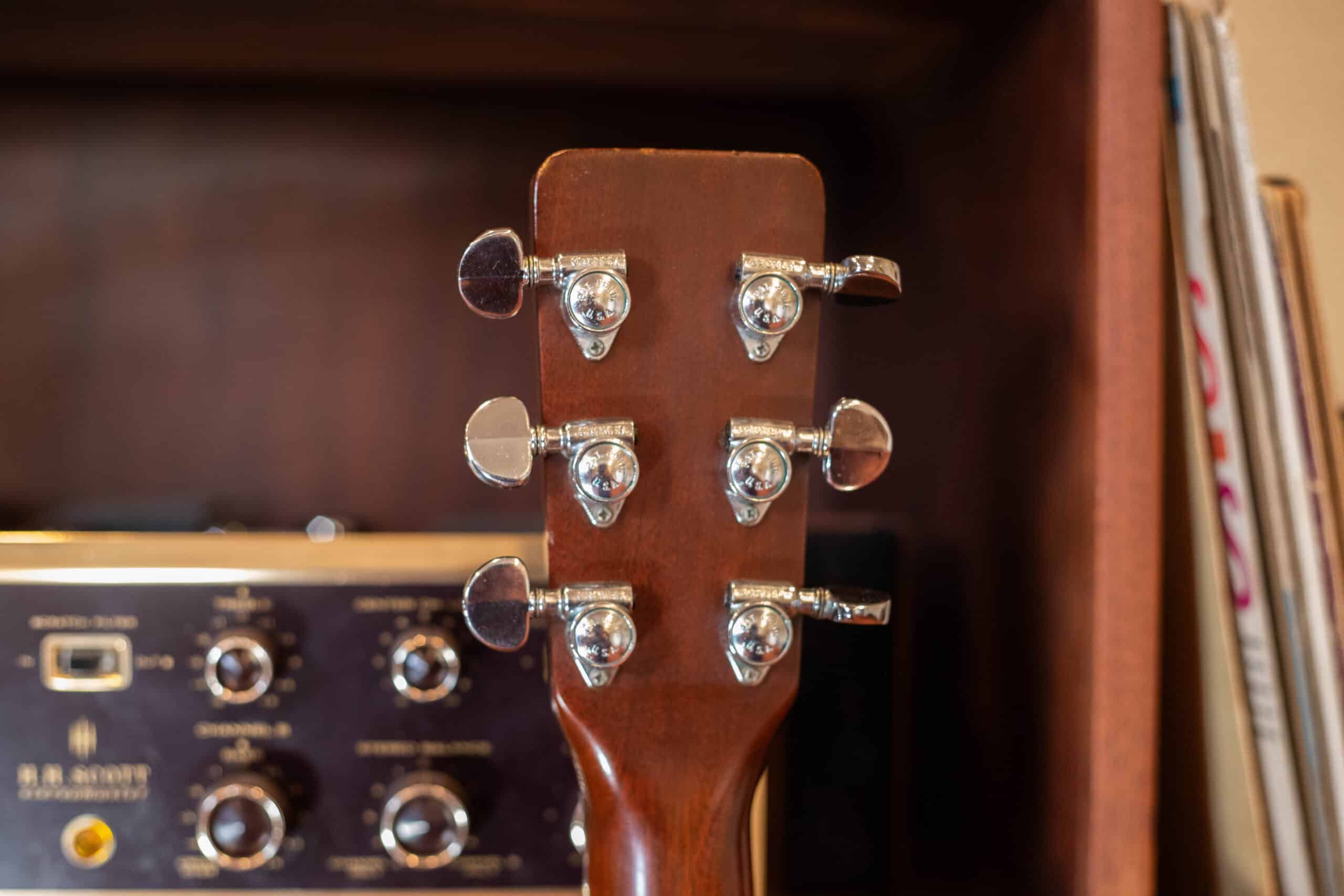 The back of the headstock 1967 Martin D-18.