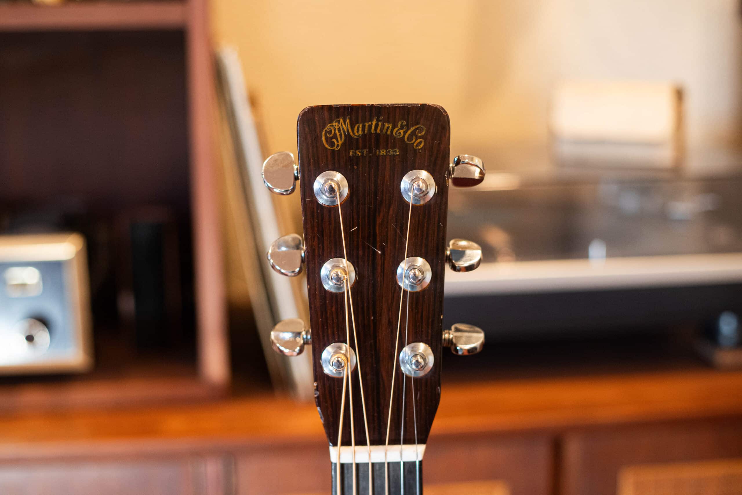 Front of the headstock of the 1966 Martin D-28.