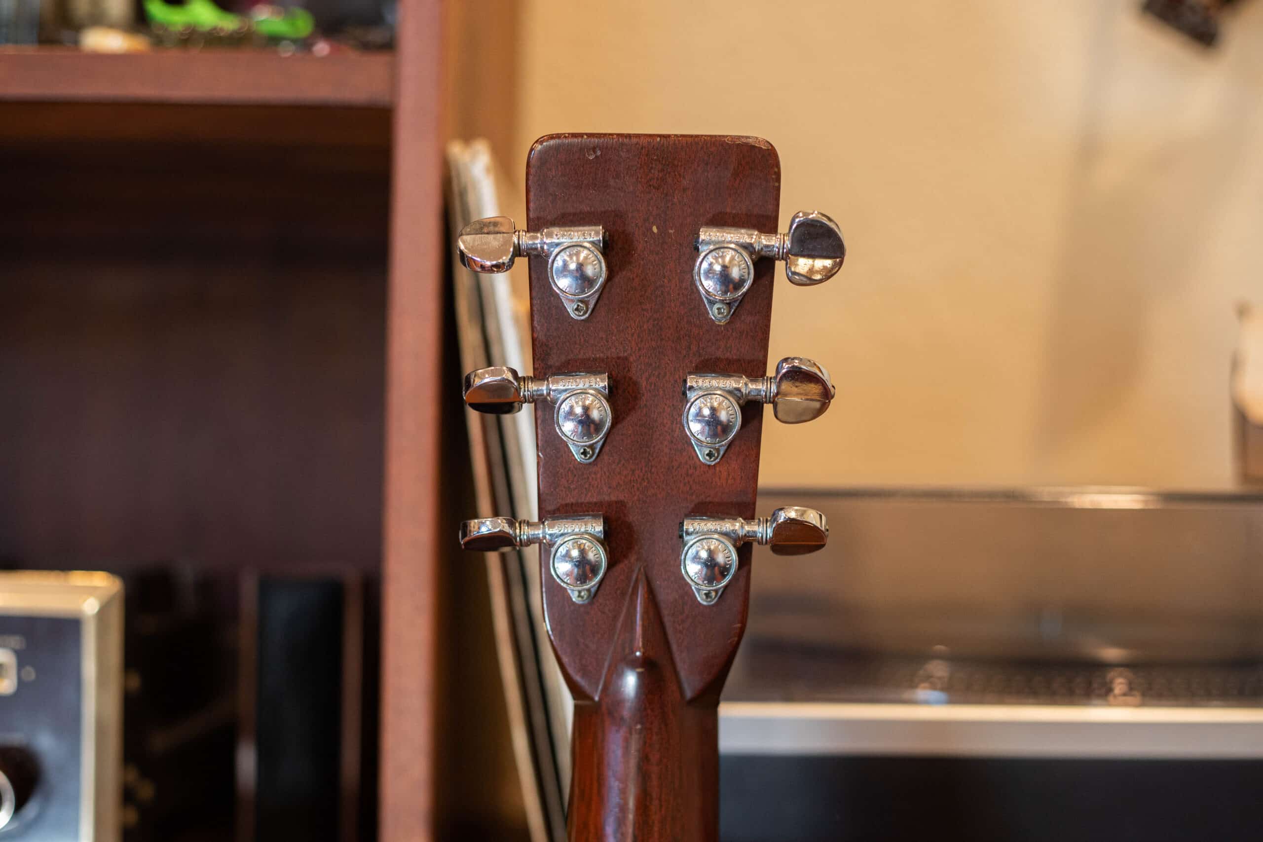 The back of the headstock of the 1966 Martin D-28.