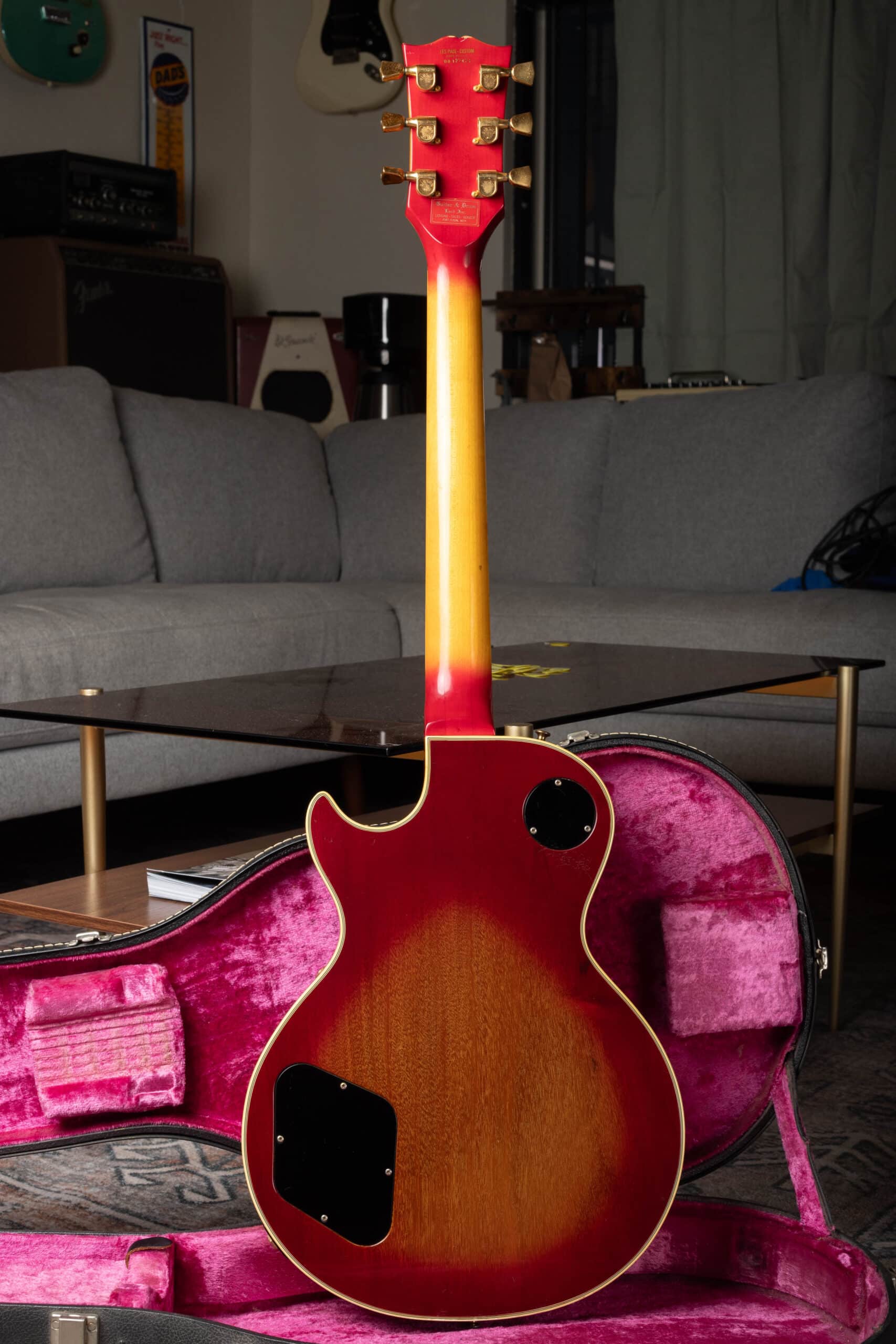 The back of a 1976 Gibson Les Paul Custom