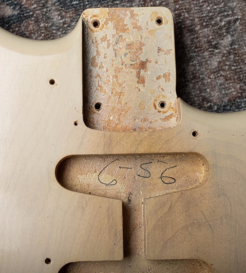original 1956 Blonde Fender Stratocaster neck pickup cavity