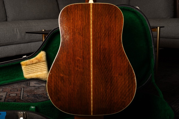 Back Side Of A Martin Dreadnought Guitar D-28 In Original Case