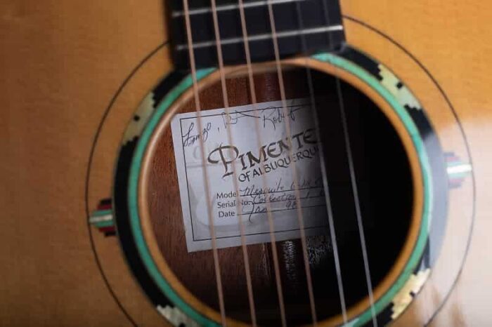 1 of 1 Pimentel 6-M Mesquite Southwest Custom Steel String 1998 - Image 5