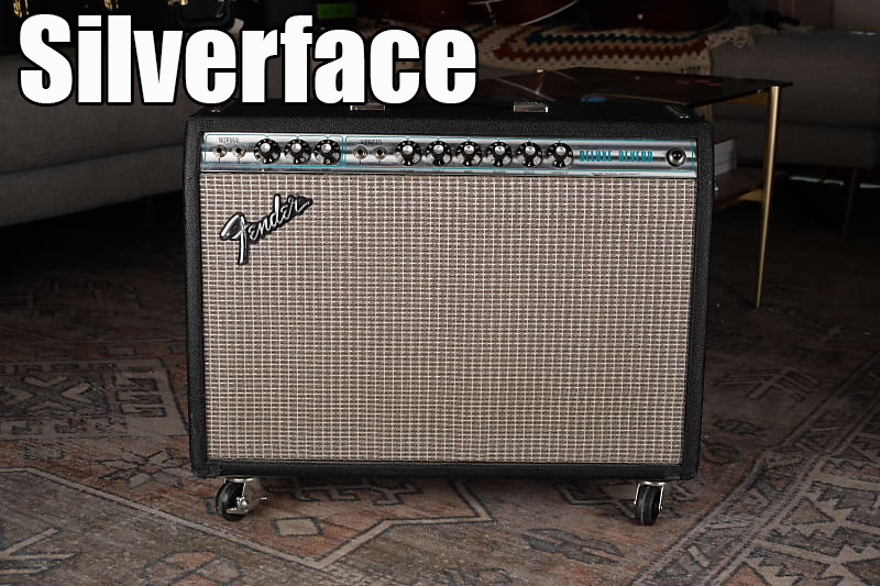 Vintage Fender amplifier with a distinctive silverface design, popular from the late 1960s to the 1970s
