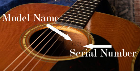 Model Name and Serial Number on a Martin Acoustic Guitar