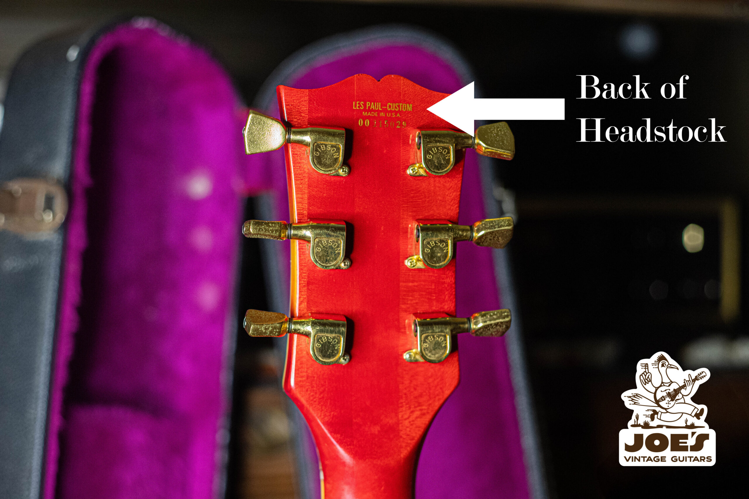 A sticker serial number on a Gibson Les Paul.