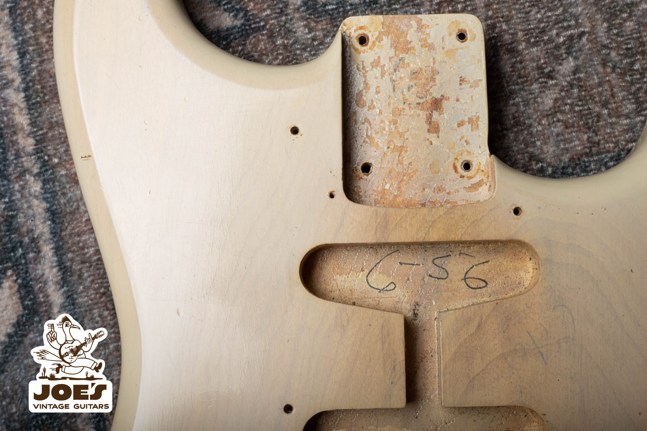original 1956 Blonde Fender Stratocaster neck pickup cavity