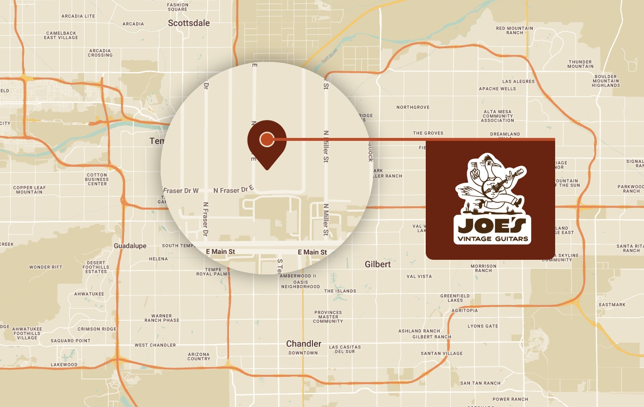 Joe's Vintage Guitar location on map at 228 North Macdonald Unit C, Mesa, AZ 85201