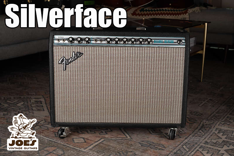 Vintage Fender amplifier with a distinctive silverface design, popular from the late 1960s to the 1970s
