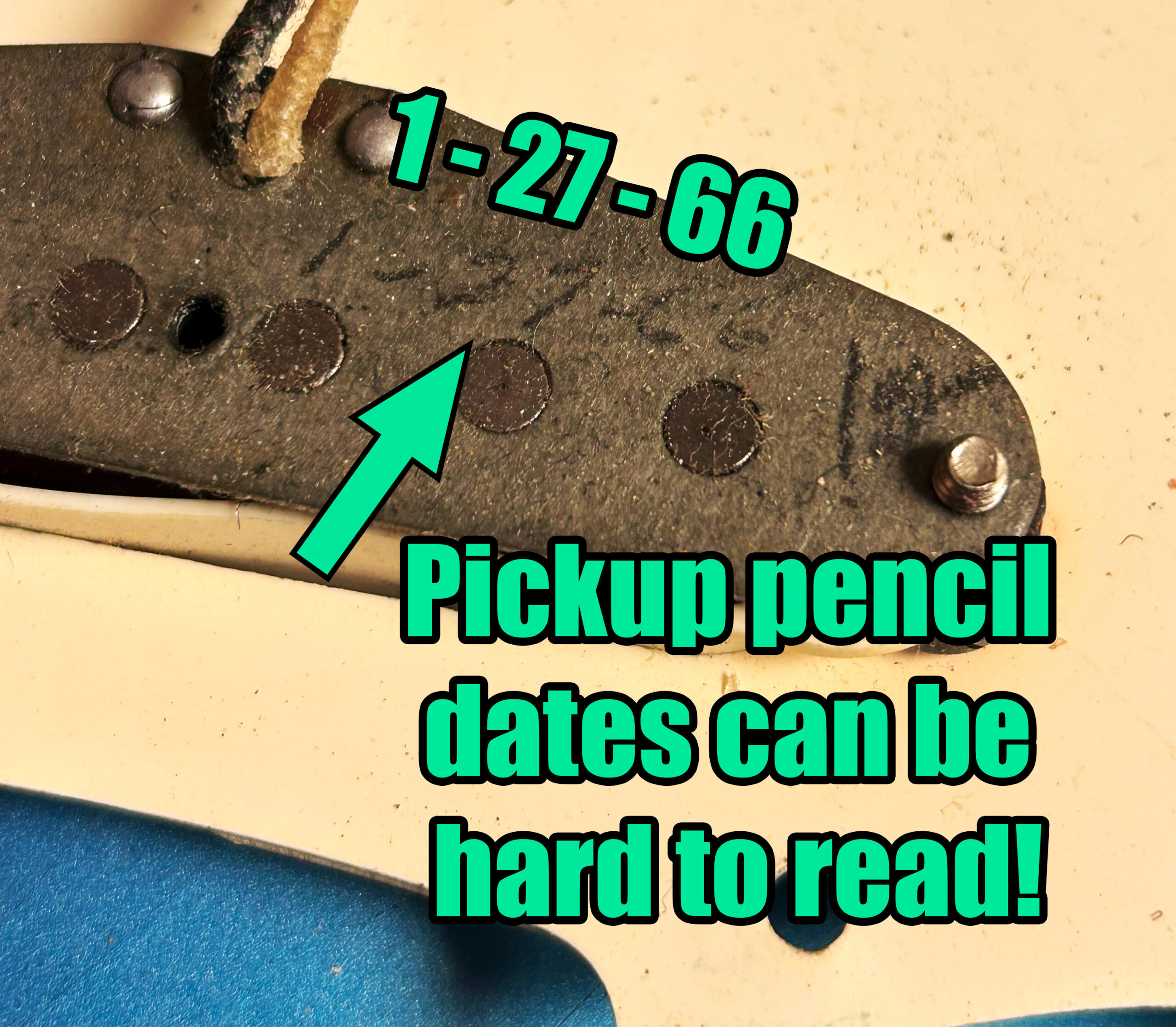 Fender pickup date stamp on the guitar body