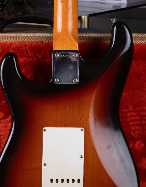 On the back of the Fender Guitar