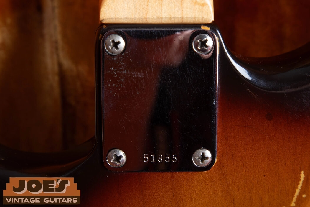 1957 Fender Esquire blonde electric guitar neck plate with serial number