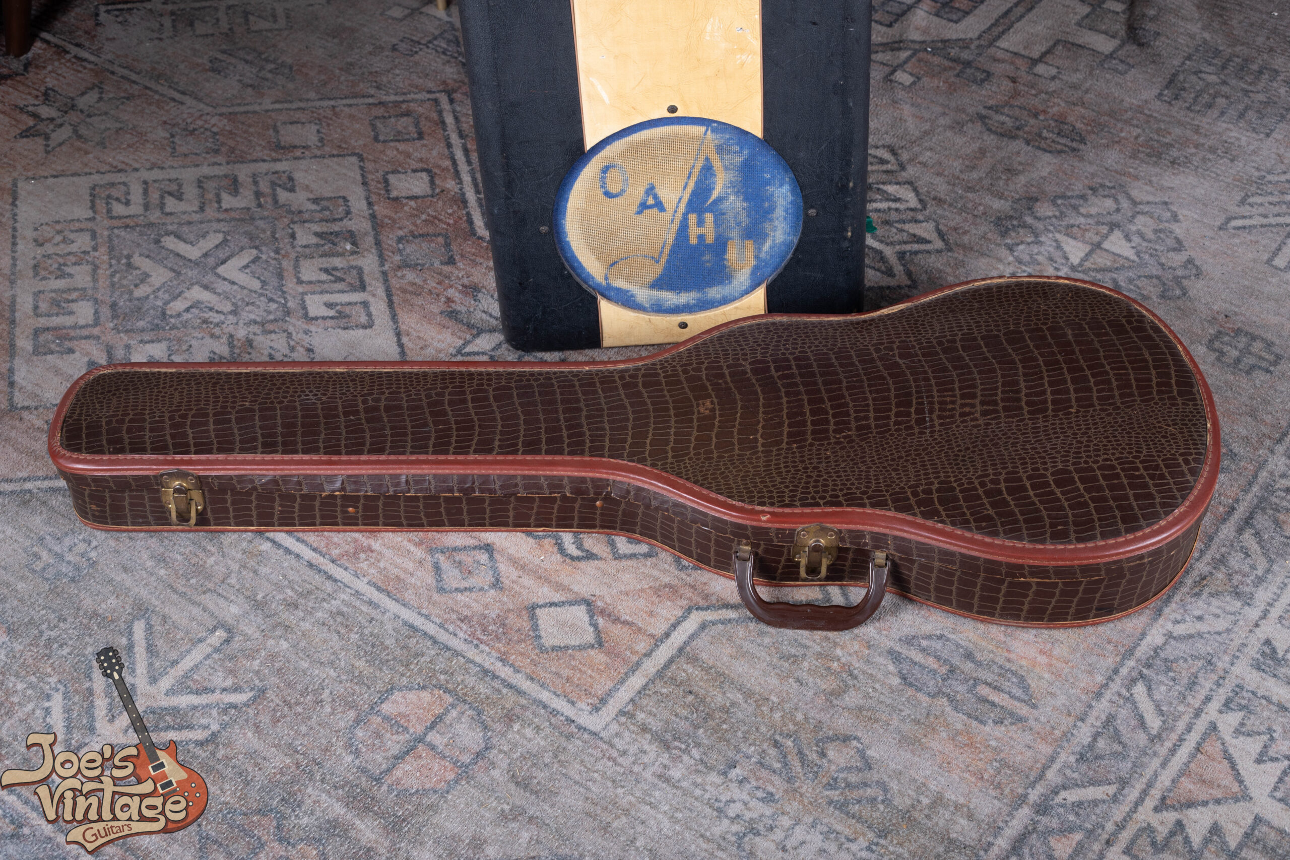 Original brown chipboard case for a 1958 Gibson Les Paul Junior — period-correct case candy adds meaningful value to any vintage Junior