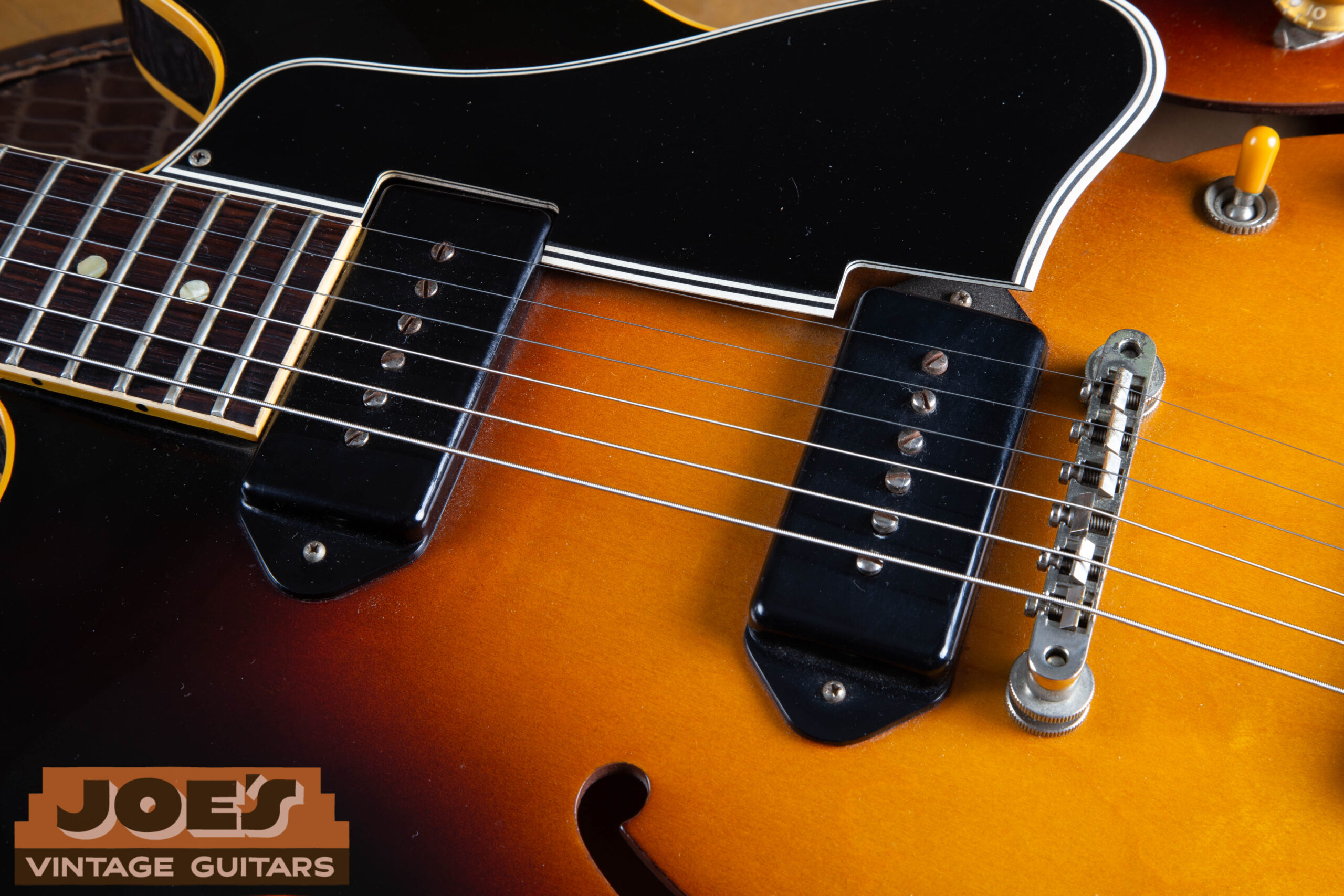 Dogear P-90 pickups with black plastic covers on a 1959 Gibson ES-330