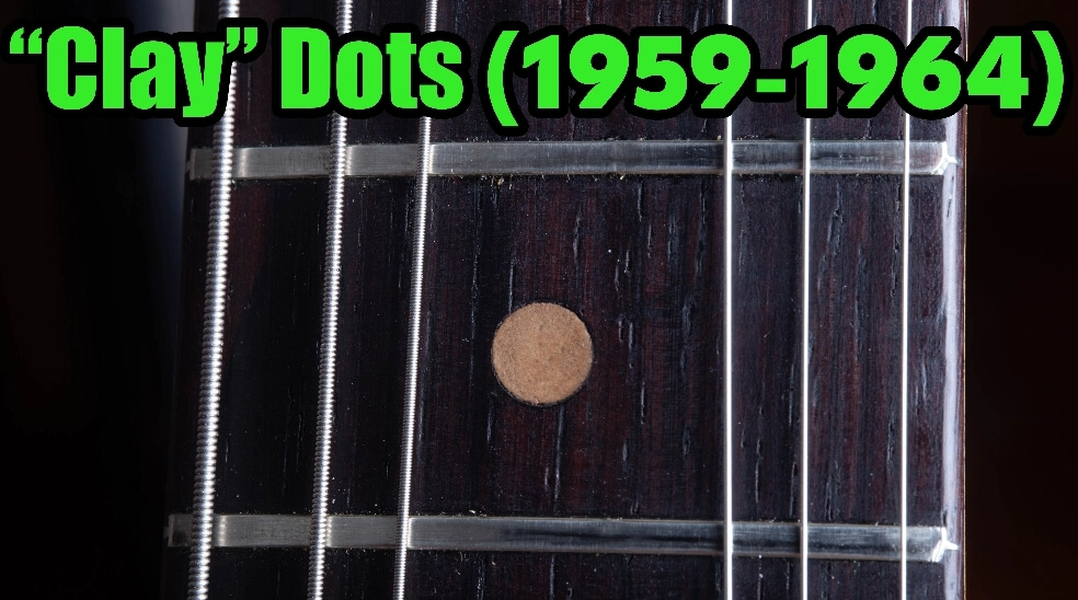 Fender rosewood fretboard 'Clay' dot inlays (1959–1964)