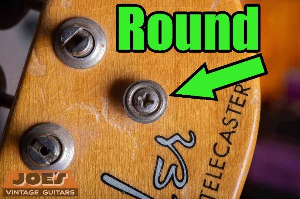 "Fender 'Round' circular string guide on vintage Telecaster headstock - pre-mid-1956
