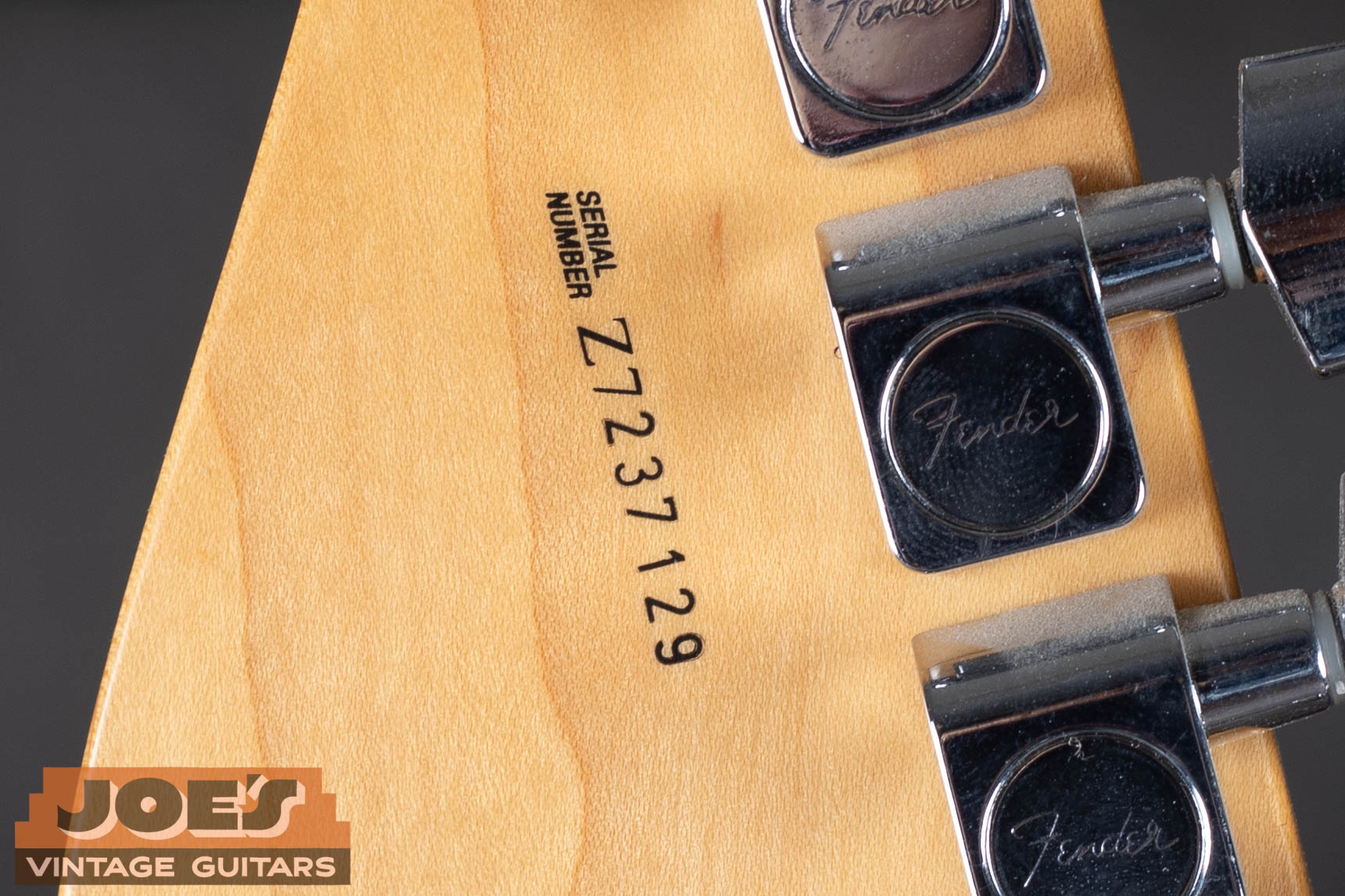 Fender Z-prefix serial number on back of headstock — Z indicates 2000s production, first digit after Z gives the specific year