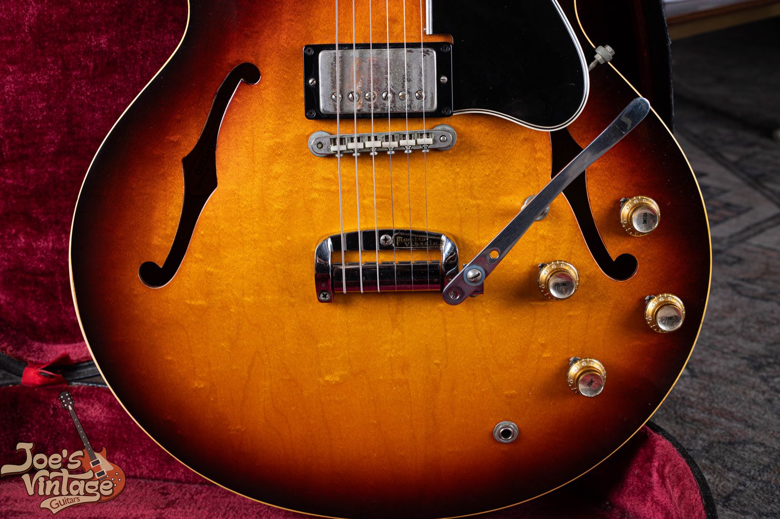 Extremely rare Gibson ES-335 with Epiphone-style Maestro vibrola variant