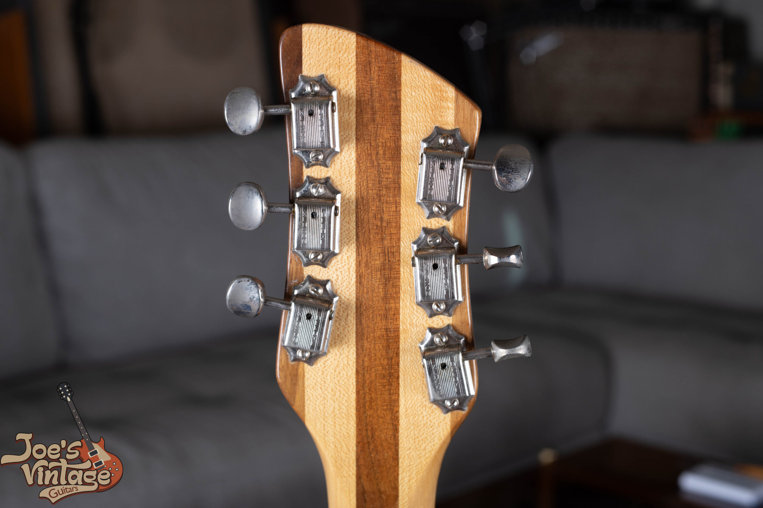 Kluson Deluxe tuners on a Rickenbacker guitar — the standard tuner on most Ricks from 1954 until Kluson closed in 1982